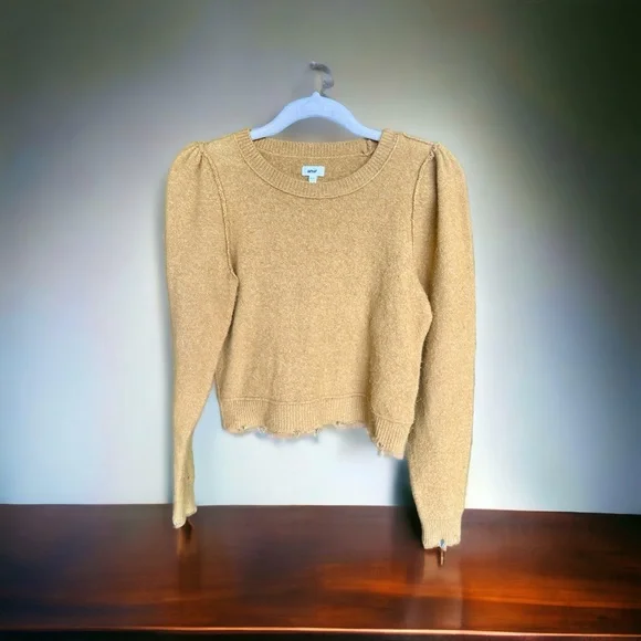 Aerie Cropped Sweater Mustard Yellow/Brown, Women’s M - Picture 2 of 3